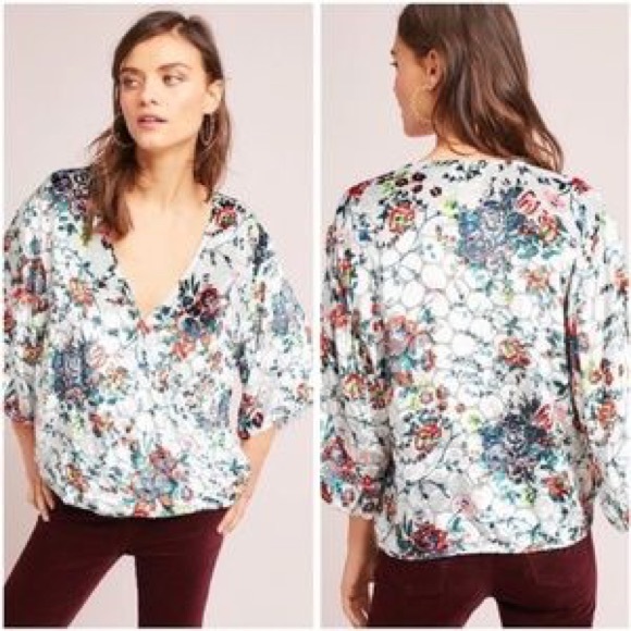 Anthropologie Tops - Maeve Anthropologie umm velvet floral wrap top